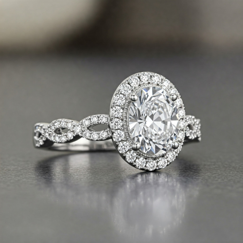 Oval Diamond Engagement Ring – Infinity Band